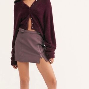 Free People Leather Mini Skirt - mauve